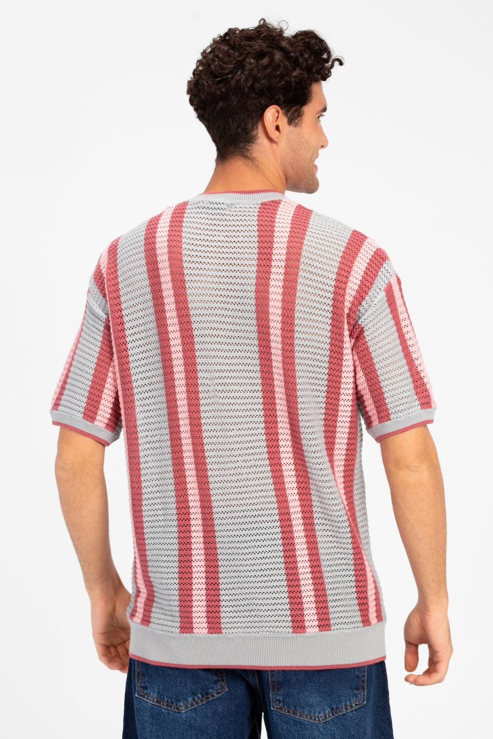 Men's Striped Slim Fit Cotton Knit T-Shirt