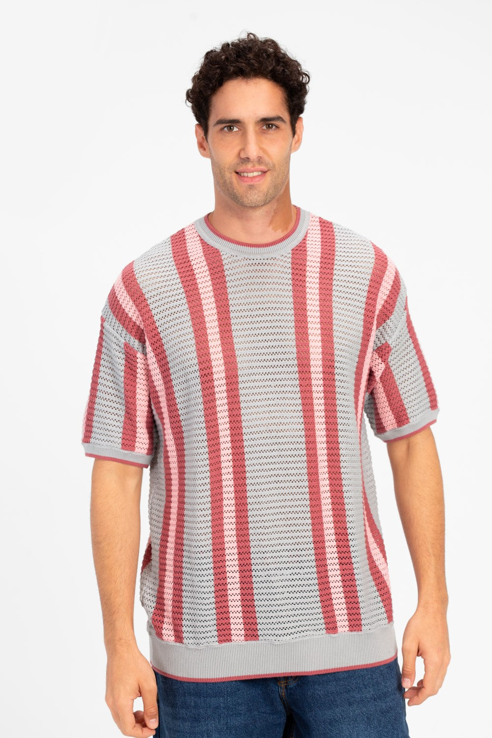 Men's Striped Slim Fit Cotton Knit T-Shirt