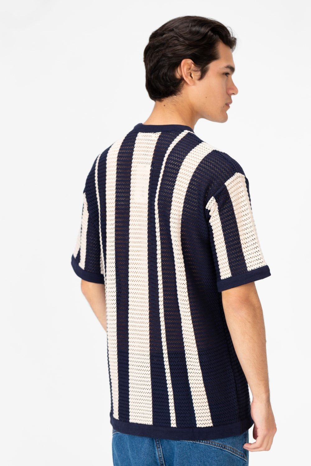 Men's Striped Round Neck Half Sleeve T-shirt