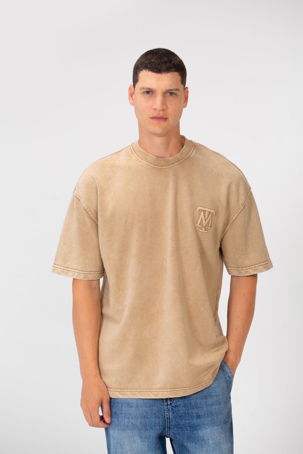 Men's Tomato Basic Short Sleeve Regular Fit Crew Neck T-Shirt