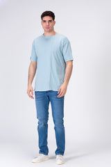 تيشيرت رجالي أساسي بقصة مميزة وفريدة وياقة دائرية