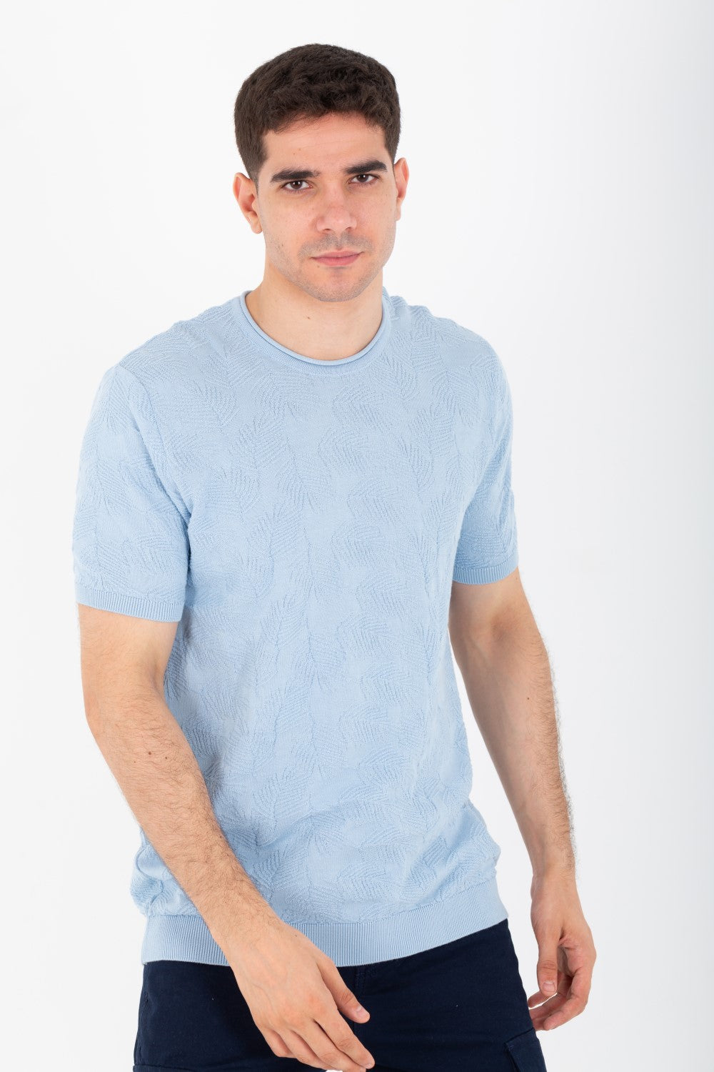 Mens Round Basic Plain Slim Fit Short Sleeve T-Shirt