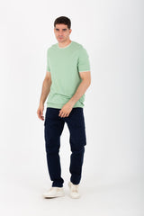 Mens Basic Plain Half Sleeves Round Neck T-shirt Slim Fit