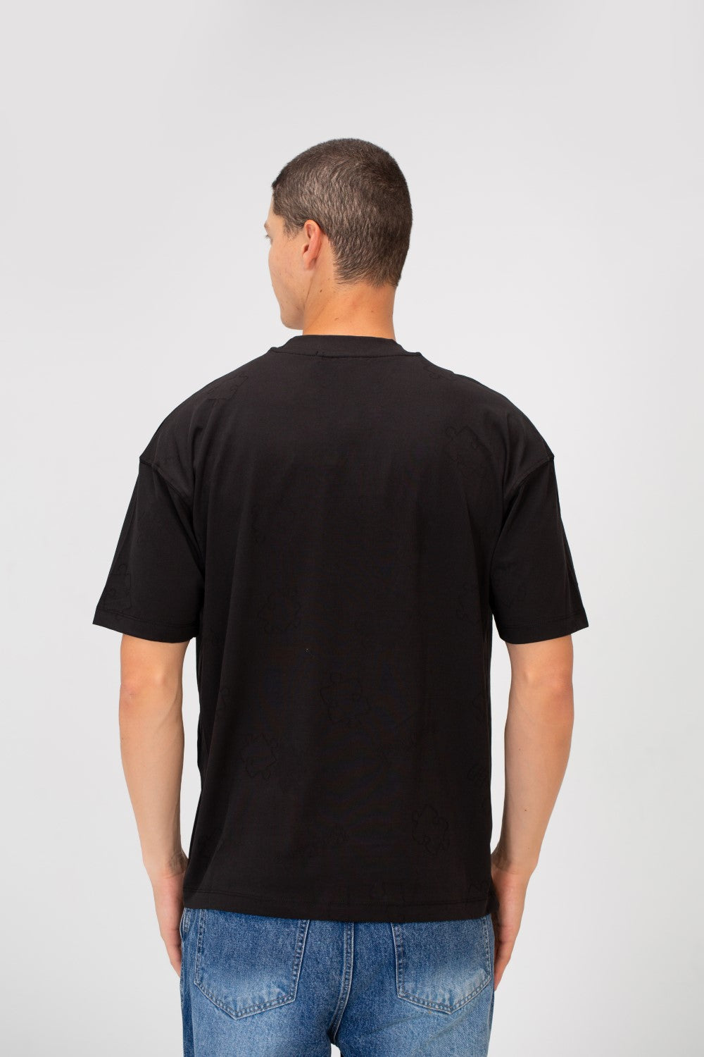 Men's Basic Puzzle Print Regular Fit Round Neck Short Sleeves T-shirt