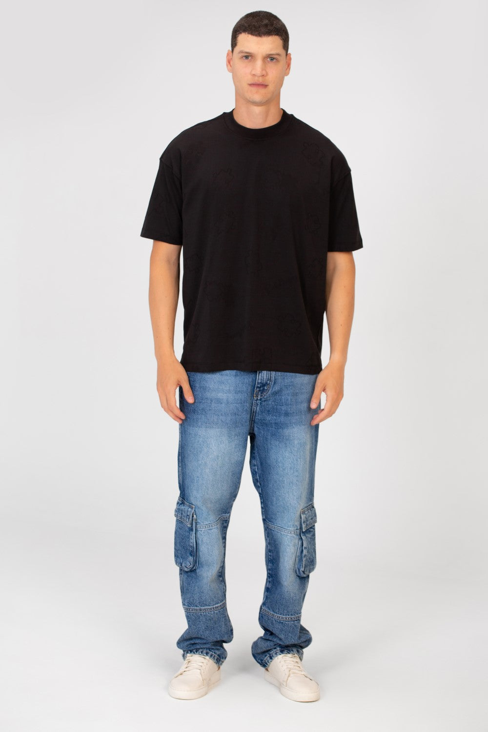 Men's Basic Puzzle Print Regular Fit Round Neck Short Sleeves T-shirt