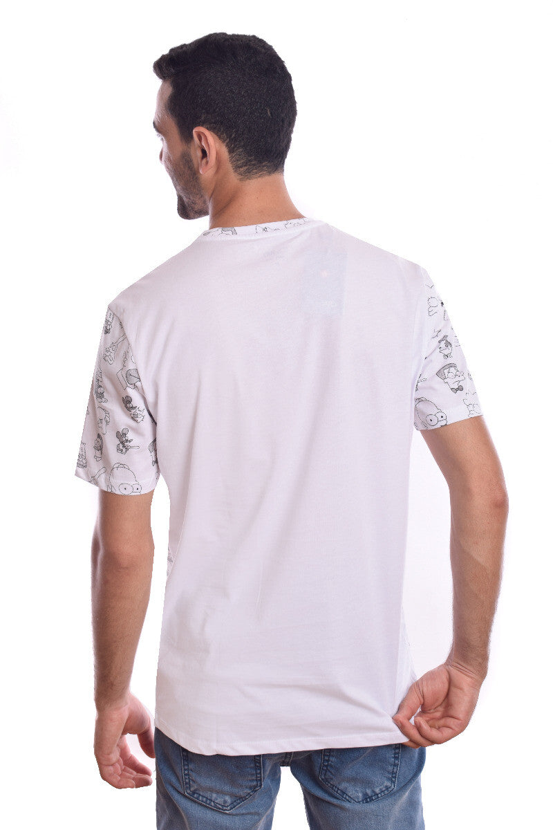 Men's Basic Front Printed The Simpsons Regular Fit Cotton T-shirt