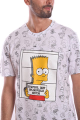 Men's Basic Front Printed The Simpsons Regular Fit Cotton T-shirt