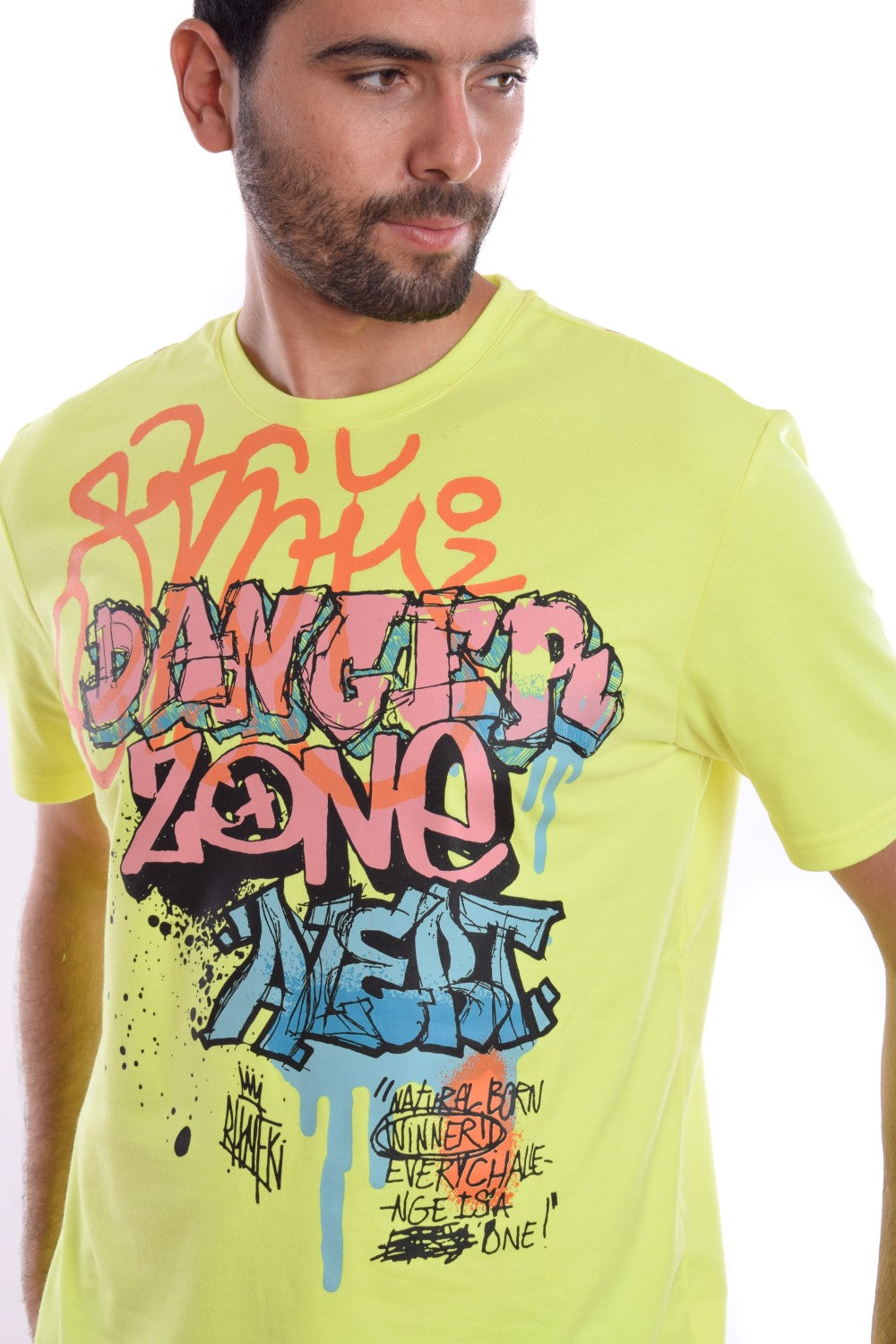 Men's Regular Fit Cotton Crew Neck Front & Back Printed T-shirt