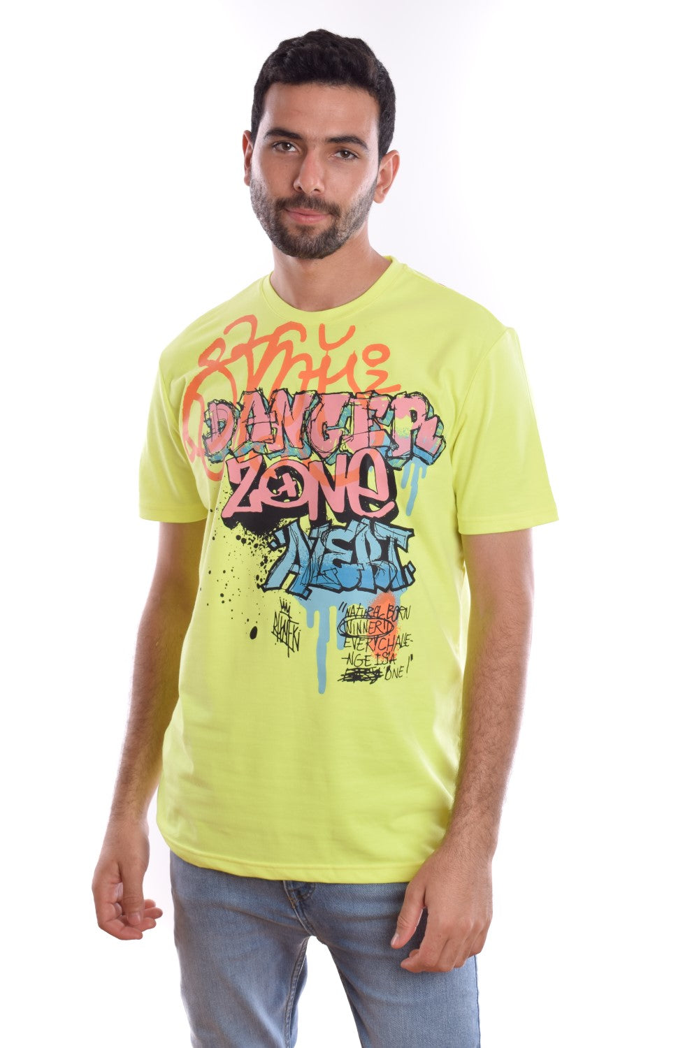 Men's Regular Fit Cotton Crew Neck Front & Back Printed T-shirt