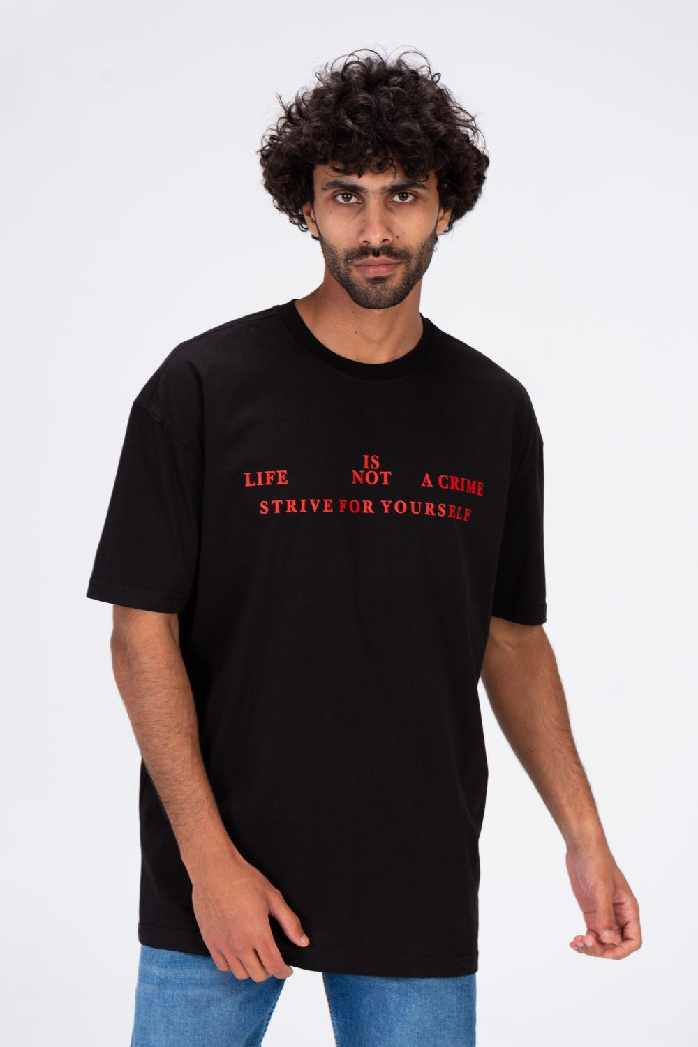 Mens Half Sleeves T-shirt Printed On The Front And Back Made Of Cotton Material