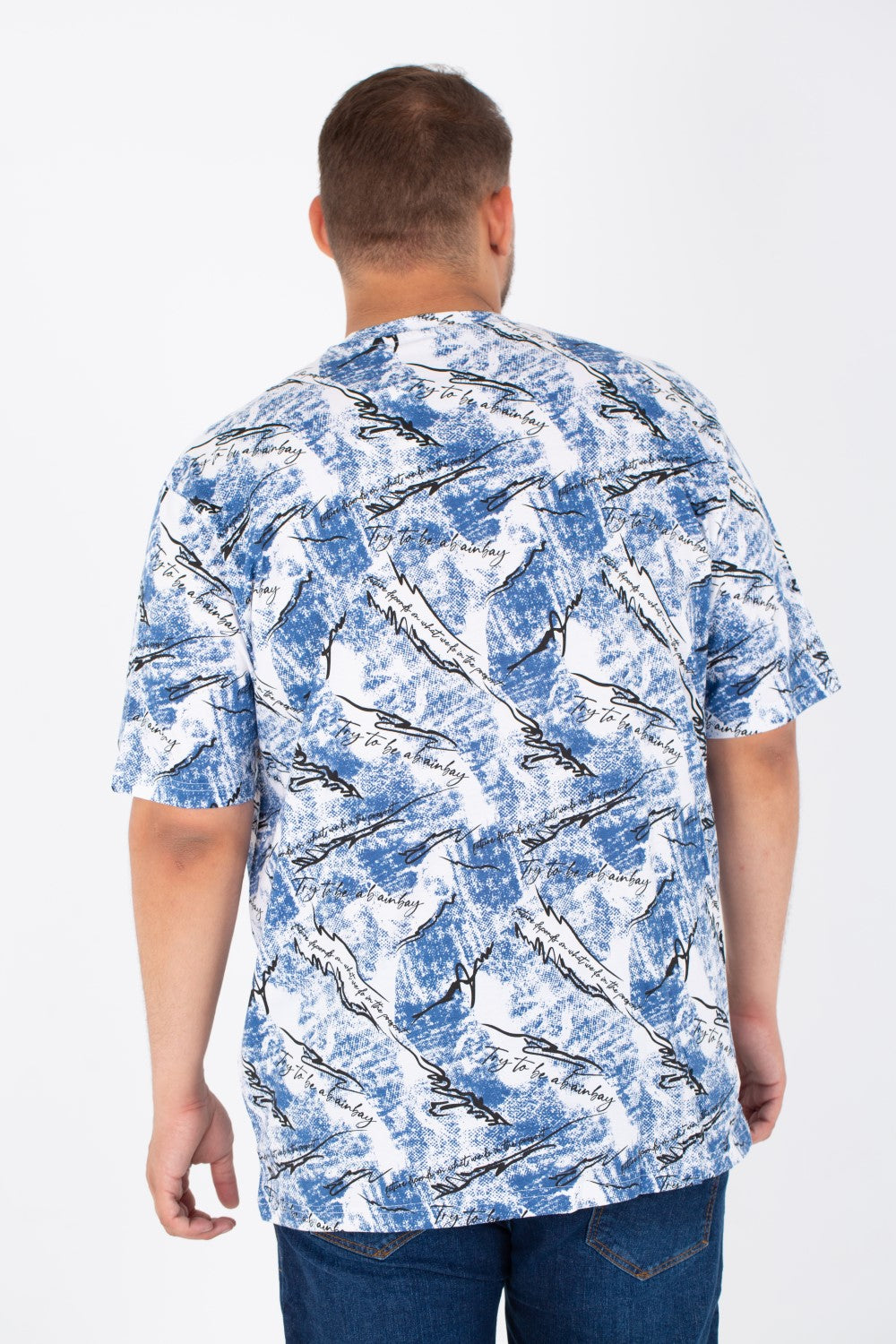 Men's Big Size Round Neck Short Sleeves T-Shirt With Full Print