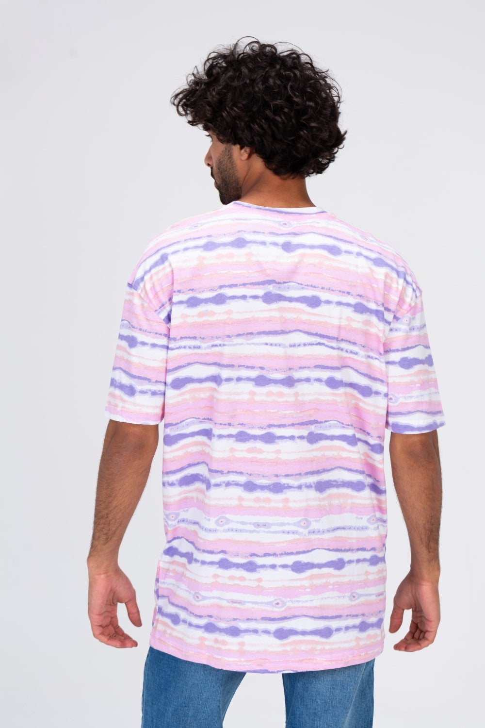 Mens T-shirt With Round Neck Multi Color Stripe And Take The Chance Print