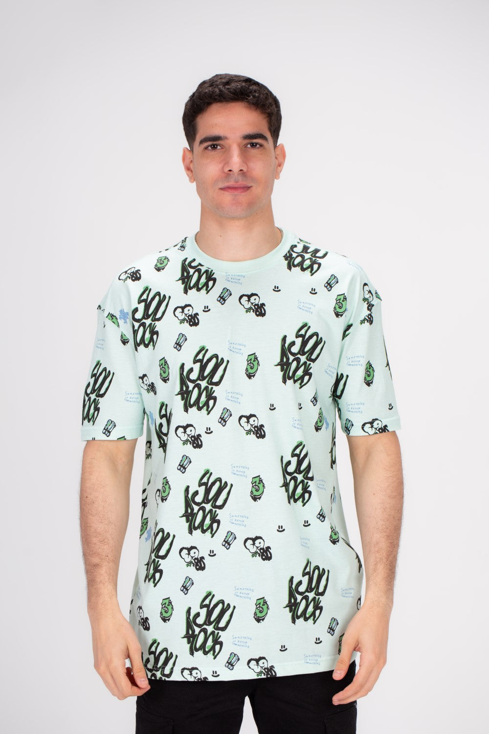 Men's Regular Fit Over Size Front & Back Printed T-shirt Made With Soft Breathable Cotton For All Day