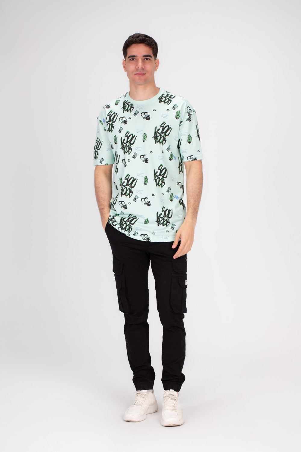 Men's Regular Fit Over Size Front & Back Printed T-shirt Made With Soft Breathable Cotton For All Day