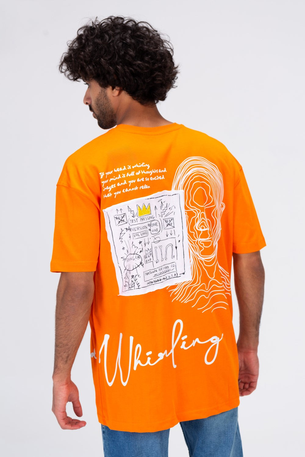 Mens Round Neck T-shirt With Unique Cut And Front And Back Print