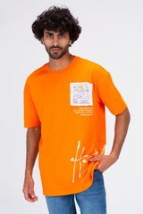 Mens Round Neck T-shirt With Unique Cut And Front And Back Print
