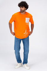 Mens Round Neck T-shirt With Unique Cut And Front And Back Print