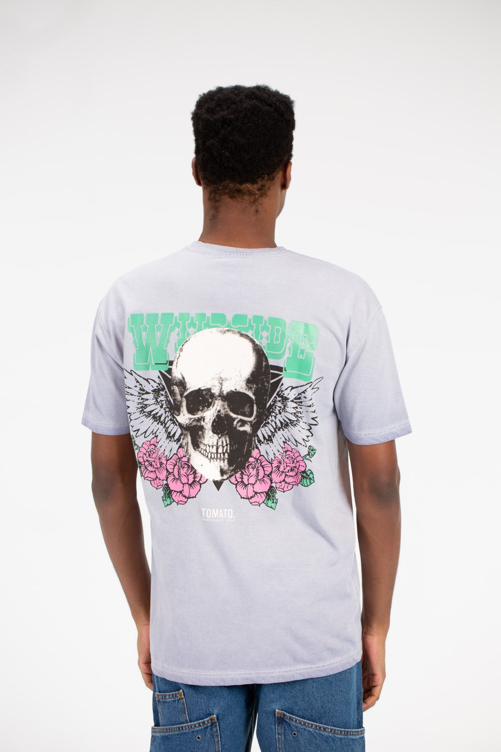 Men's Half Sleeve Oversized T-shirt With A Back Skull Print