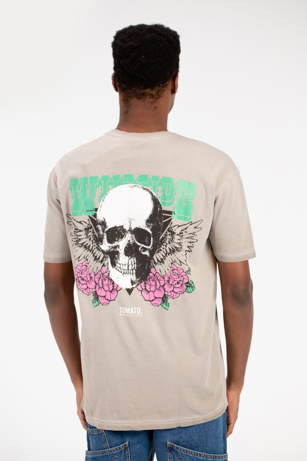 Men's Half Sleeve Oversized T-shirt With A Back Skull Print