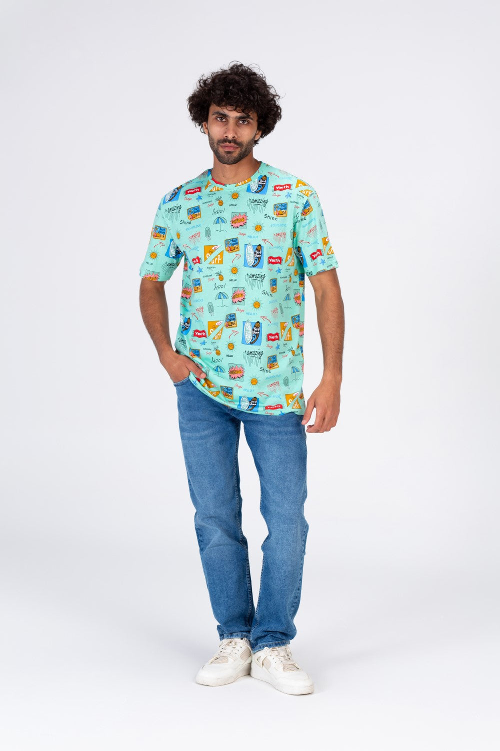 Mens Half Sleeves T-shirt With Full Summer Print