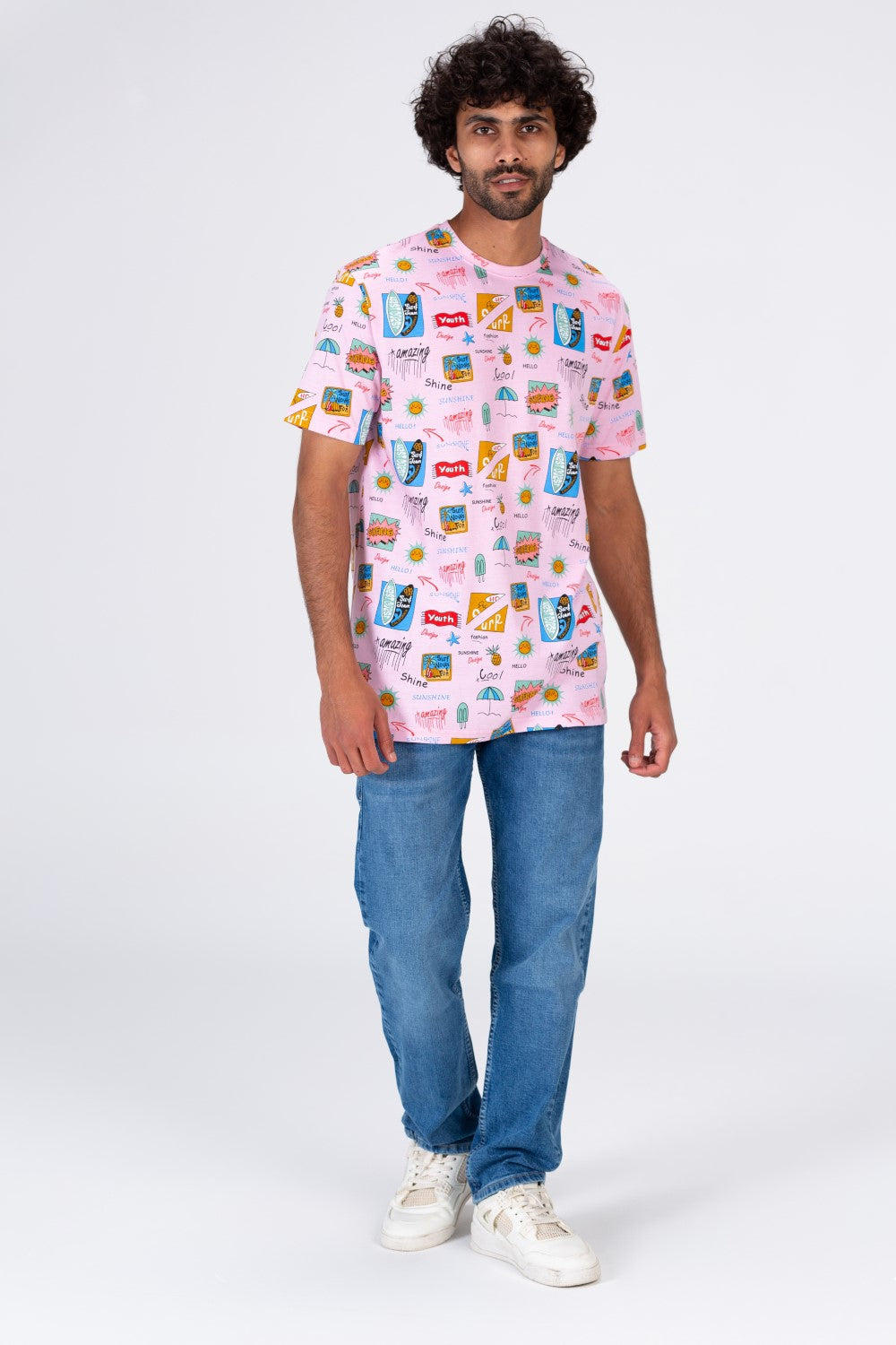 Mens Half Sleeves T-shirt With Full Summer Print