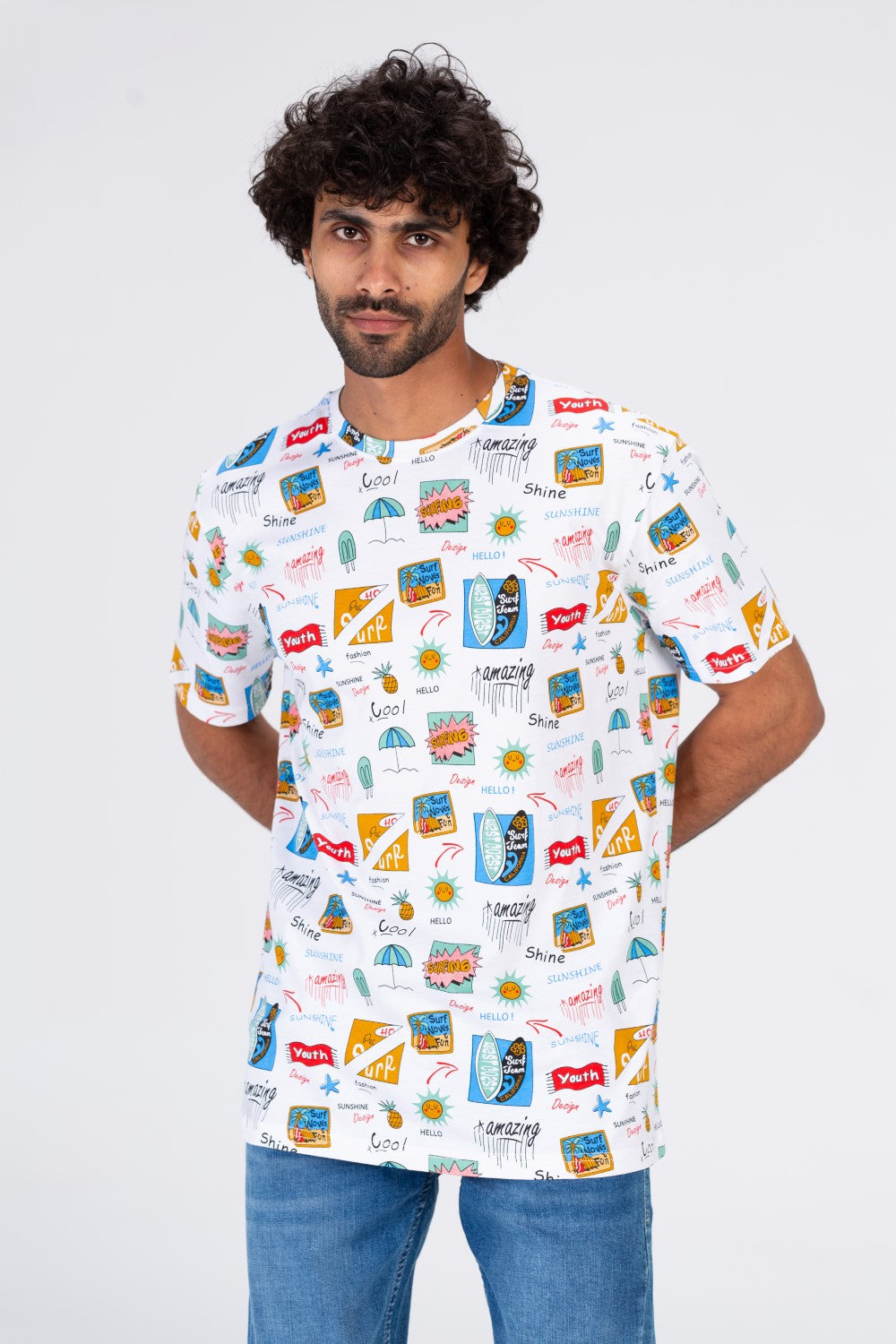 Mens Half Sleeves T-shirt With Full Summer Print