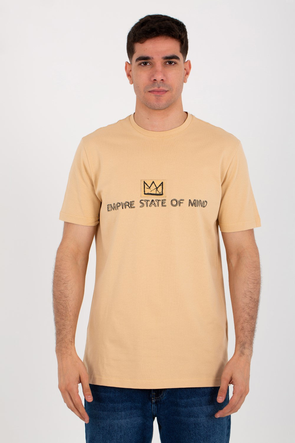 Mens Slim Fit Round Neck T-shirt With Short Sleeves And Front Print