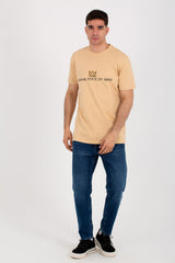Mens Slim Fit Round Neck T-shirt With Short Sleeves And Front Print