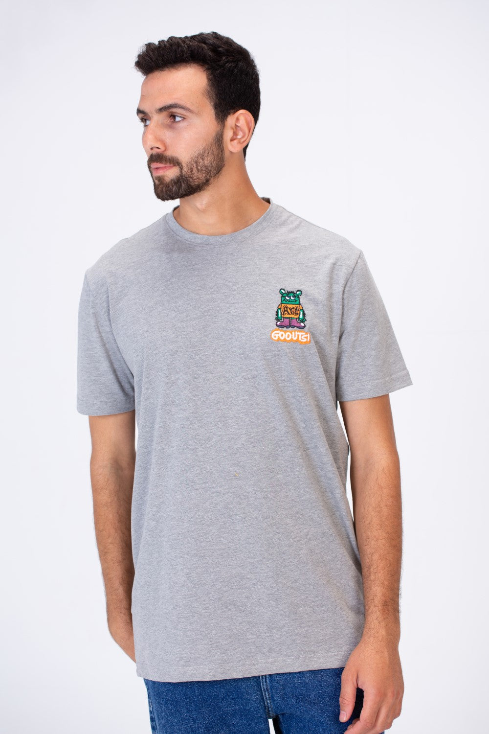 Men's Slim Fit Printed T-shirt With A Round Neck And Single Lycra Material
