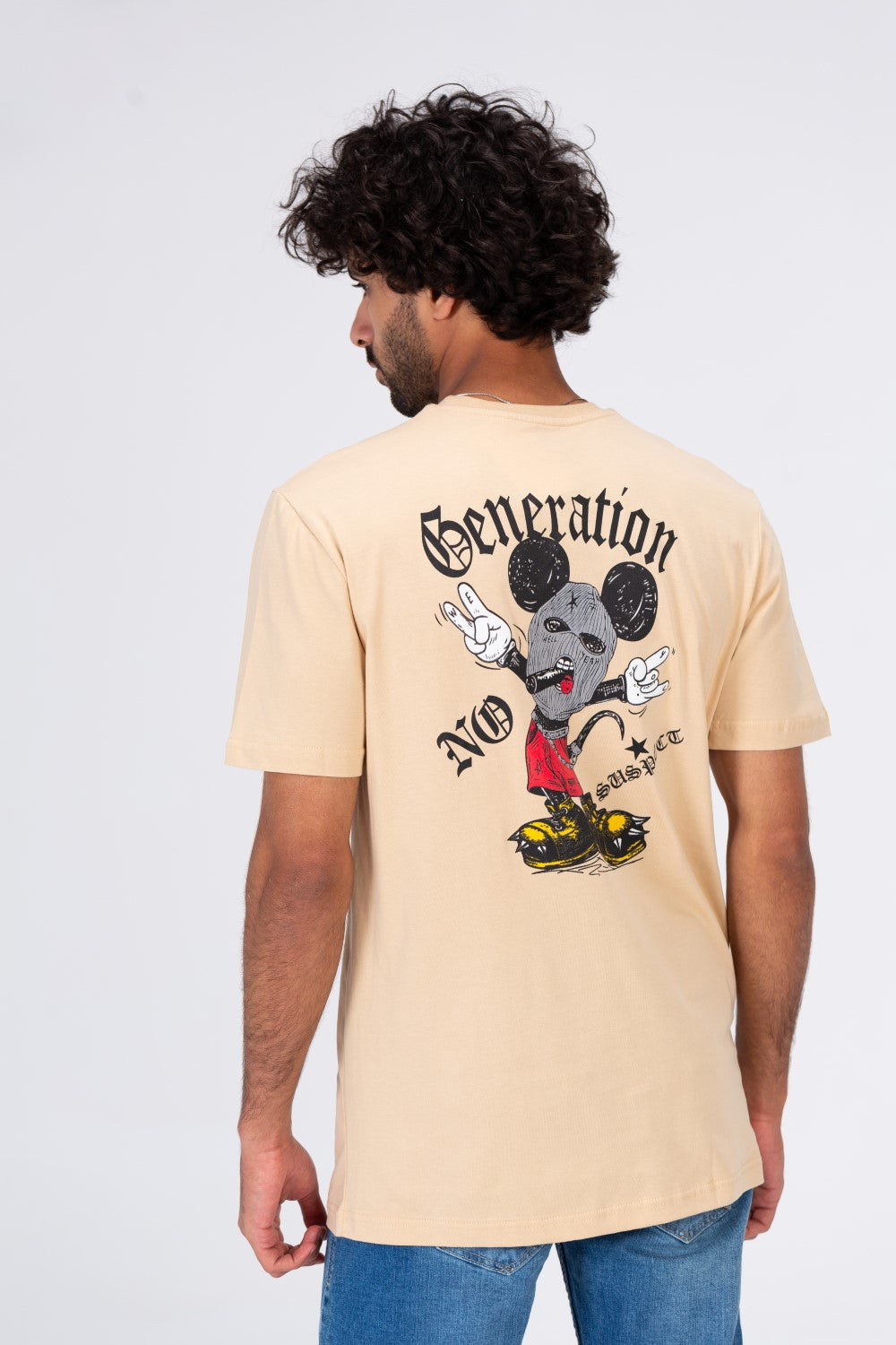 Mens Round Neck T-shirt With Front And Back Print
