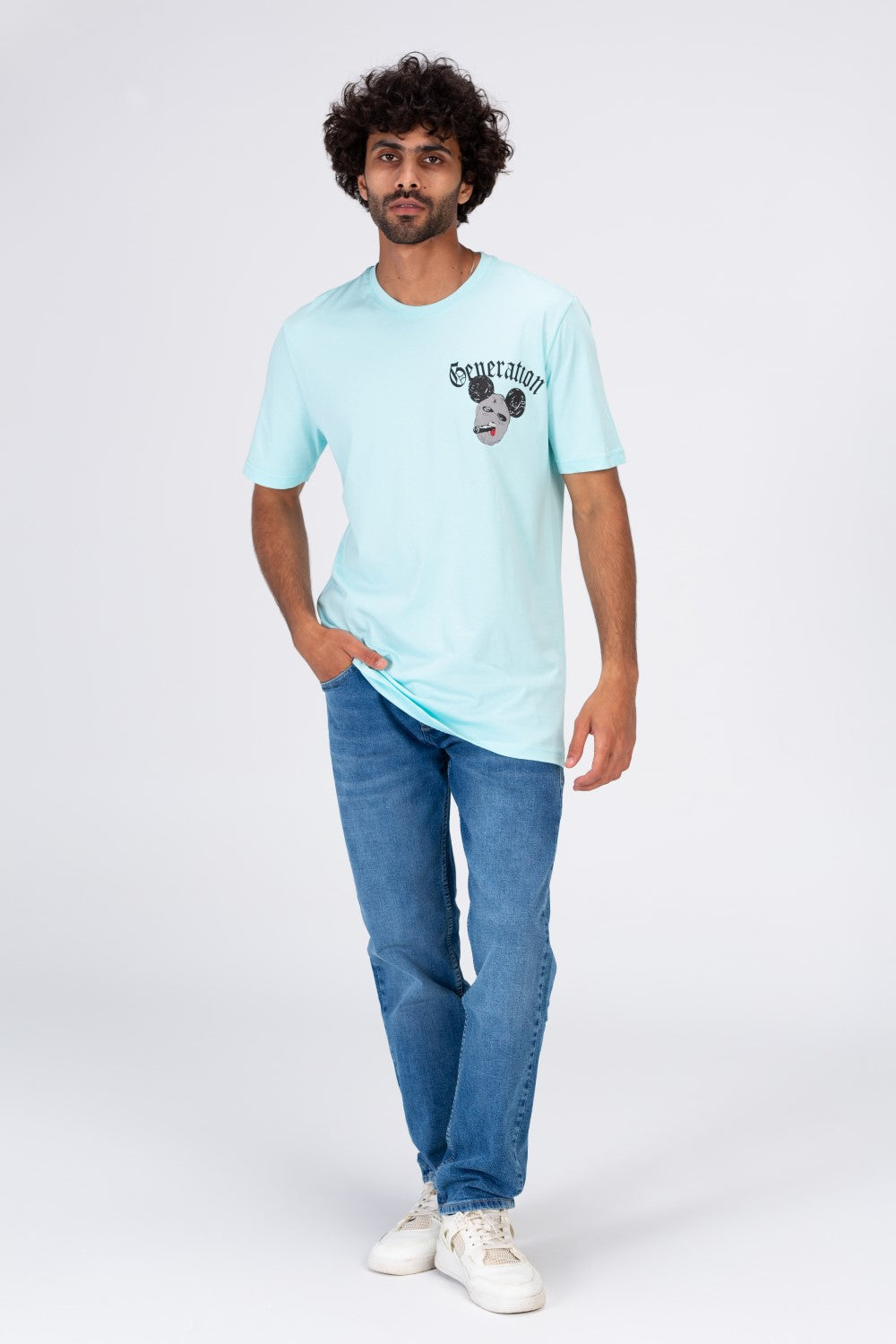 Mens Round Neck T-shirt With Front And Back Print