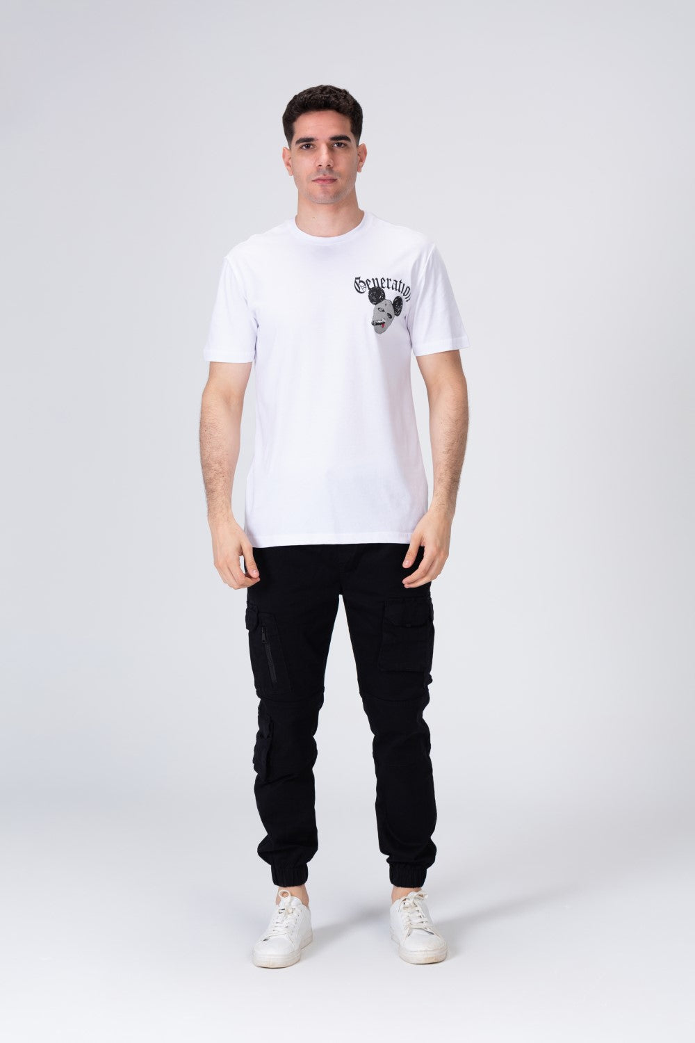 Mens Round Neck T-shirt With Front And Back Print