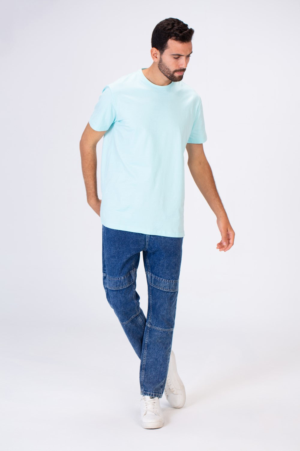 Men's Slim Fit T-shirt Printed On The Back In Single Lycra Material