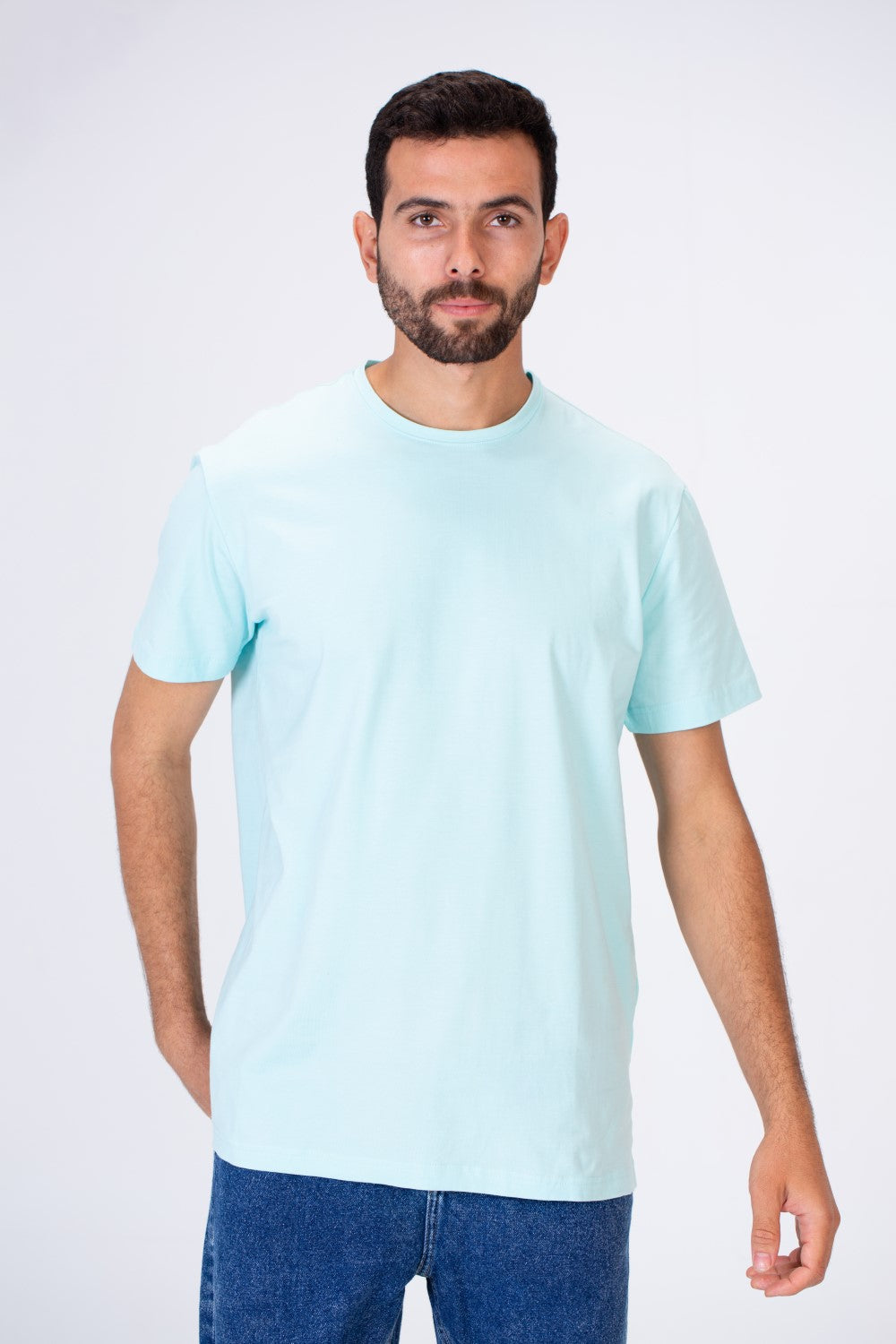 Men's Slim Fit T-shirt Printed On The Back In Single Lycra Material