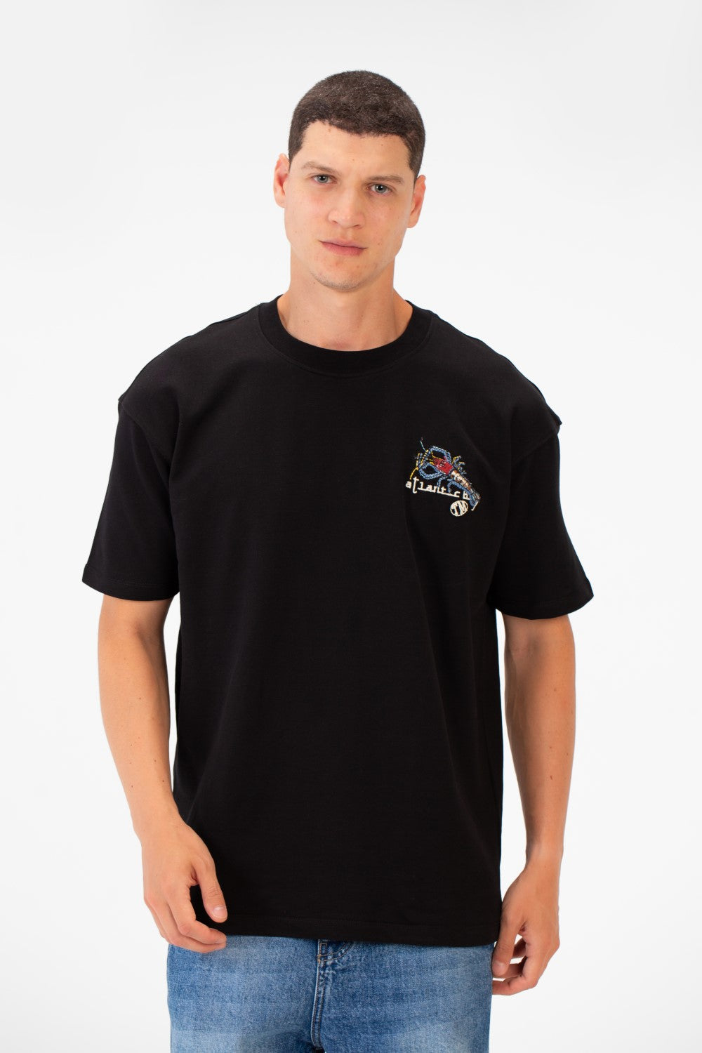 Men's Regular Fit Round Neck Short Sleeves Front & Back Printed T-shirt