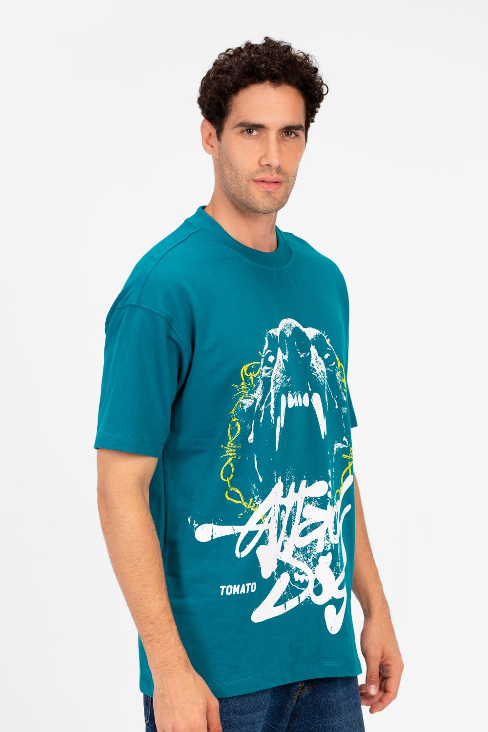 Men's Tomato Front Print Regular Fit High Quality Melton T-Shirt