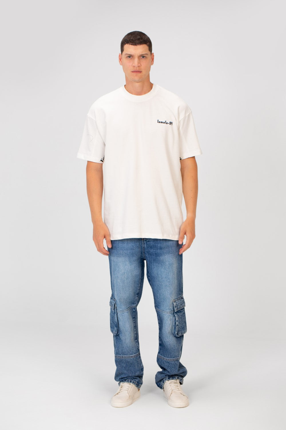 Men's Summer Melton Regular Fit Short Sleeves T-Shirt With Front Tomato Print