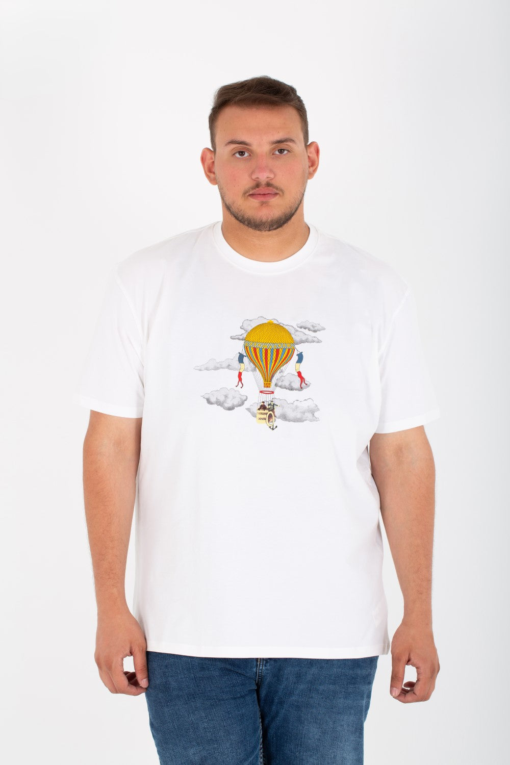 Mens Big Size Lycra T-Shirt With Round Neck And Front Print