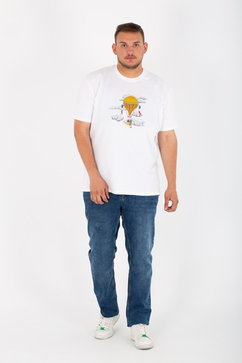 Mens Big Size Lycra T-Shirt With Round Neck And Front Print