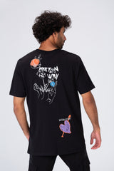 Mens Printed T-shirt With Round Neck And Cotton Material