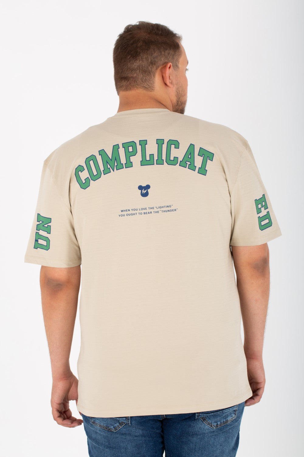 Mens Big Size Lycra T-Shirt With Round Neck And Front & Back Print