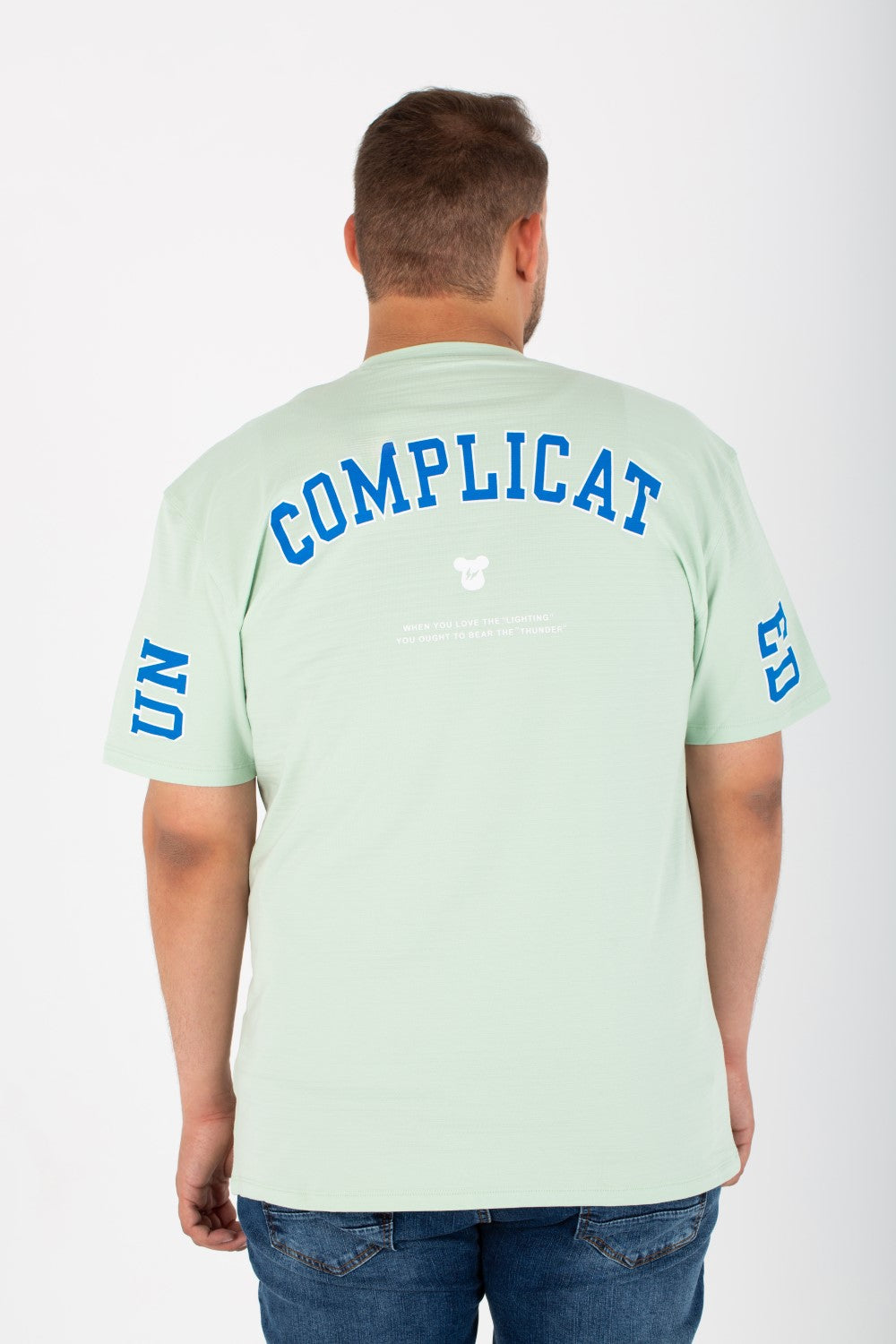 Mens Big Size Lycra T-Shirt With Round Neck And Front & Back Print