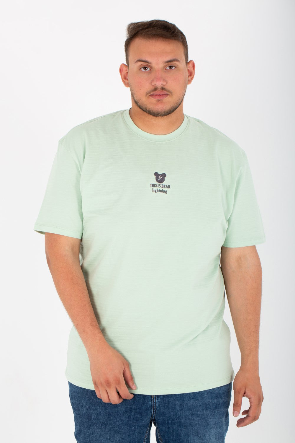 Mens Big Size Lycra T-Shirt With Round Neck And Front & Back Print