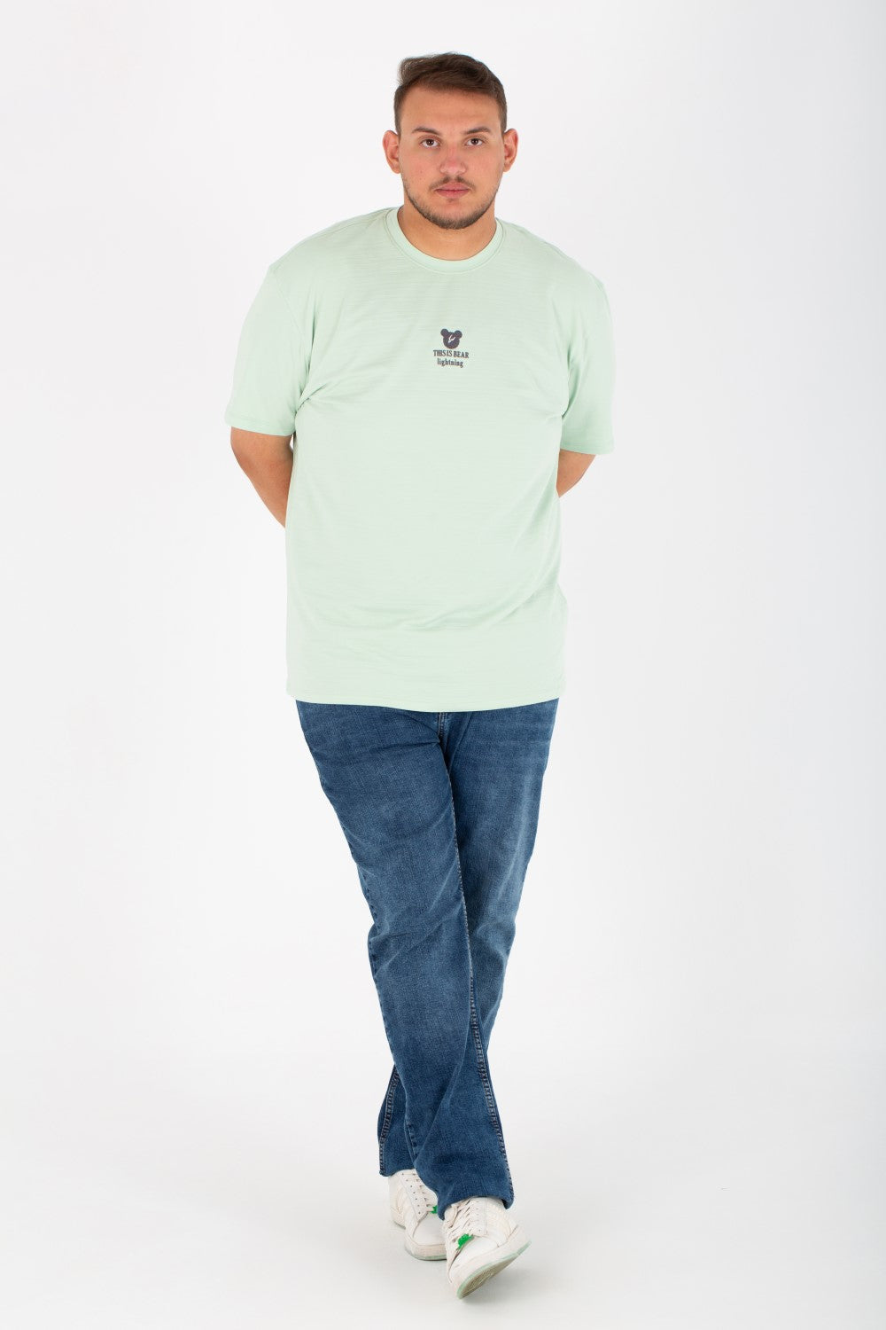 Mens Big Size Lycra T-Shirt With Round Neck And Front & Back Print