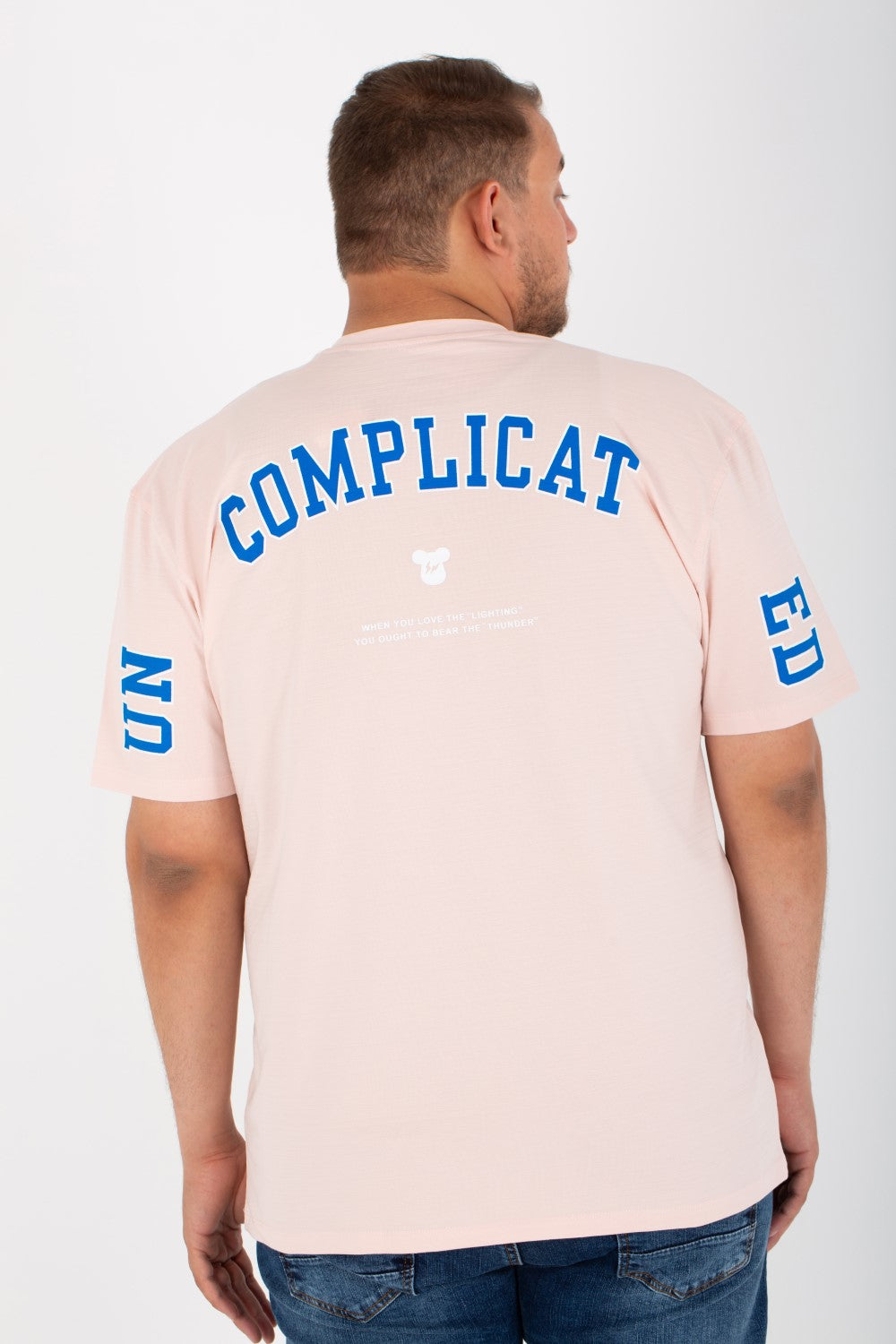 Mens Big Size Lycra T-Shirt With Round Neck And Front & Back Print