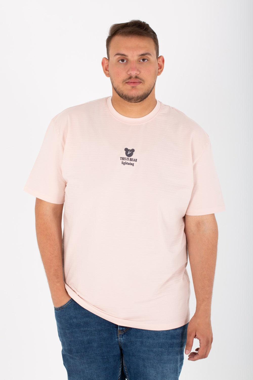 Mens Big Size Lycra T-Shirt With Round Neck And Front & Back Print