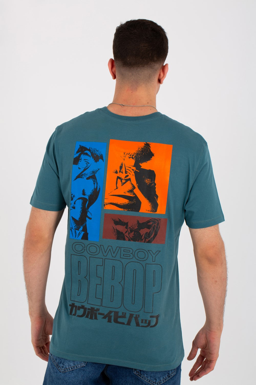 Mens T-shirt With Round Neck And Cow Print On The Front And Back