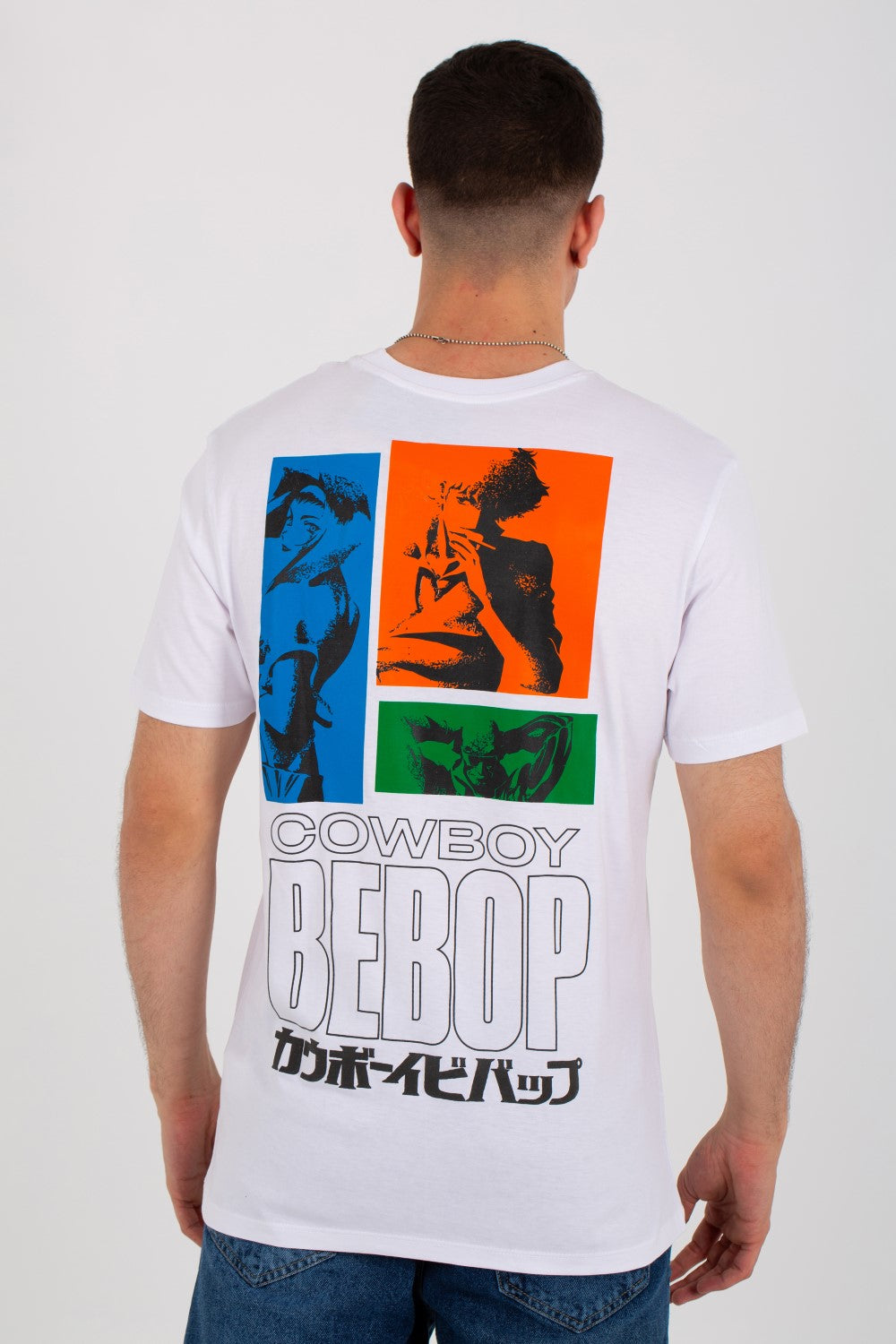 Mens T-shirt With Round Neck And Cow Print On The Front And Back