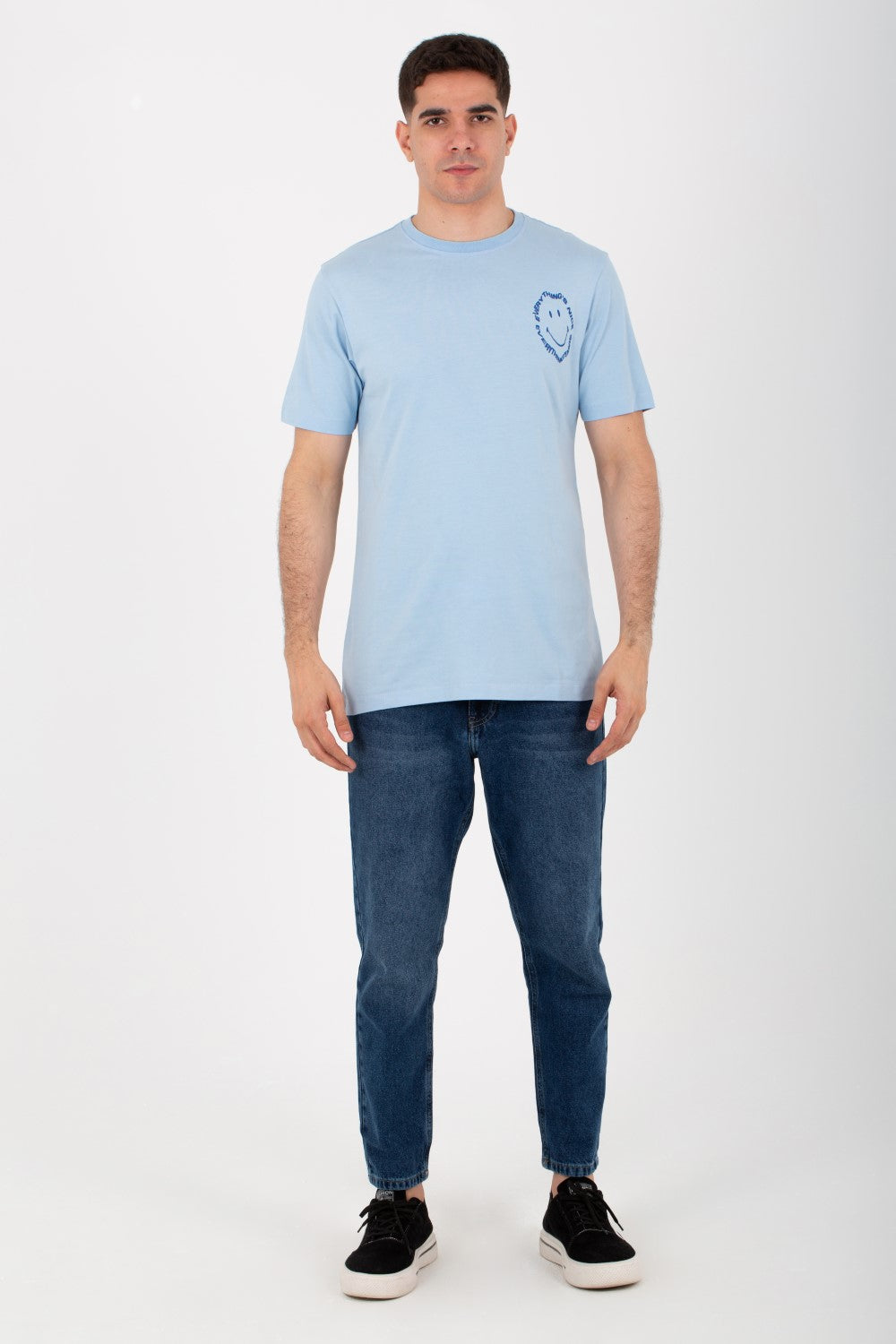 Mens Half Sleeve Milton T-shirt With Smiley Face Print On The Front And Back
