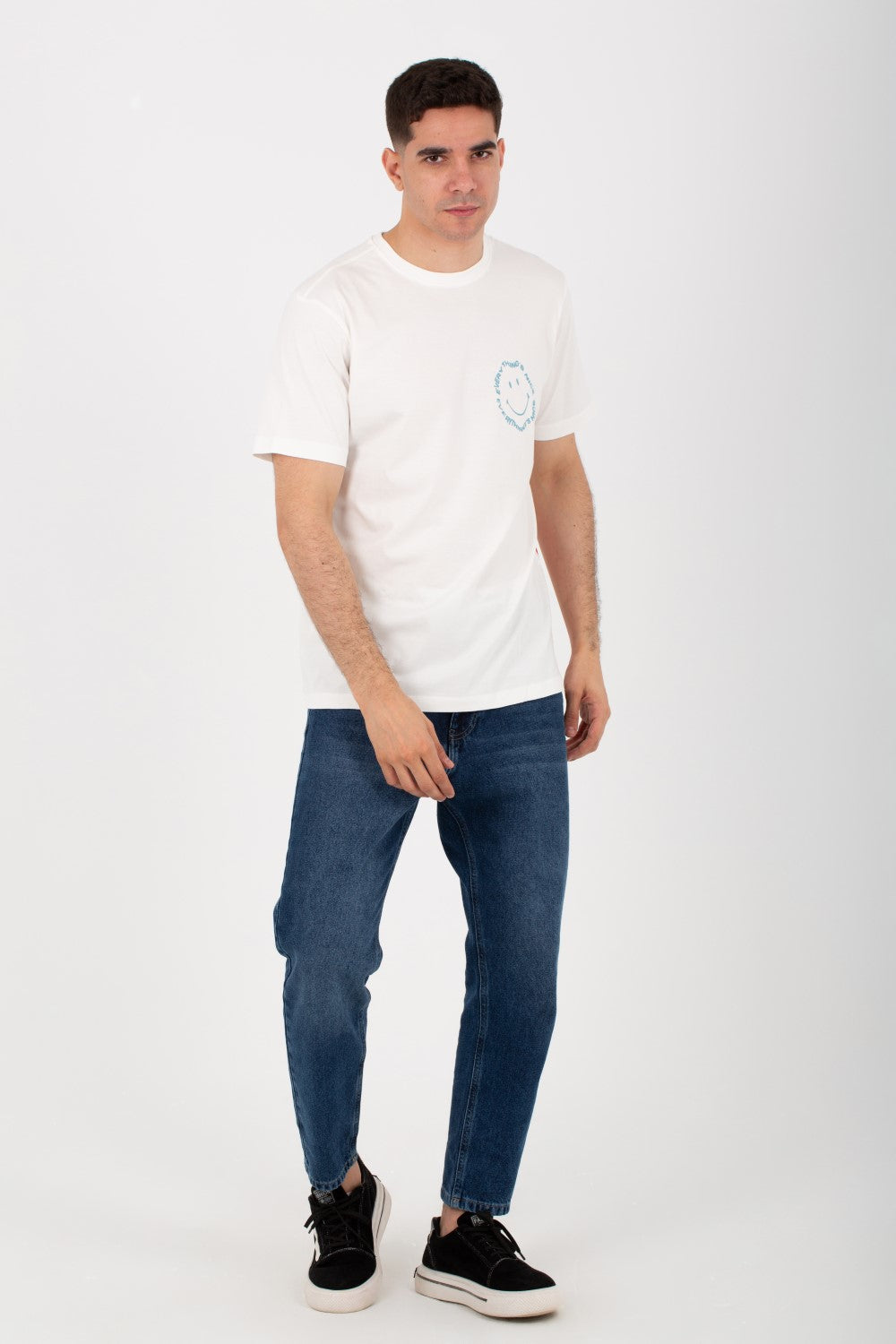 Mens Half Sleeve Milton T-shirt With Smiley Face Print On The Front And Back
